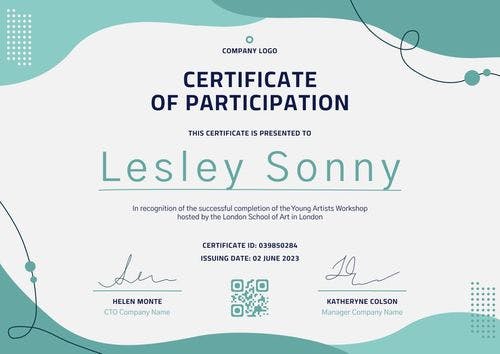 Clean and modern participation certificate template landscape Clean and modern participation certificate template landscape