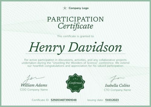 Professional and streamlined participation certificate template landscape Professional and streamlined participation certificate template landscape