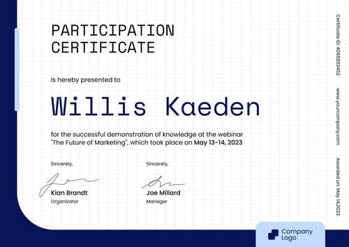 Modern and polished certificate of participation template landscape Modern and polished certificate of participation template landscape