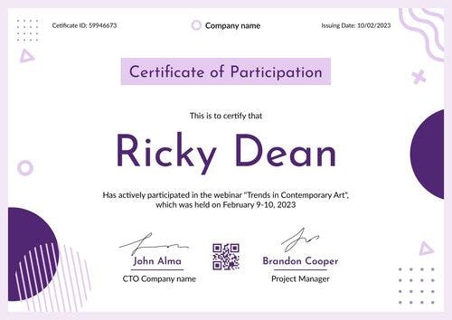 Fresh and modern certificate of participation template landscape Fresh and modern certificate of participation template landscape