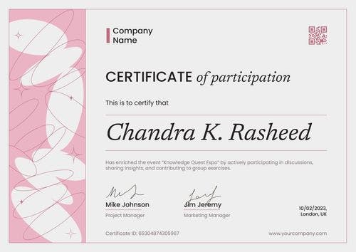 Stylish and modern certificate of participation template landscape Stylish and modern certificate of participation template landscape