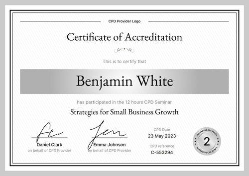 Professional and sleek CPD certificate template landscape Professional and sleek CPD certificate template landscape