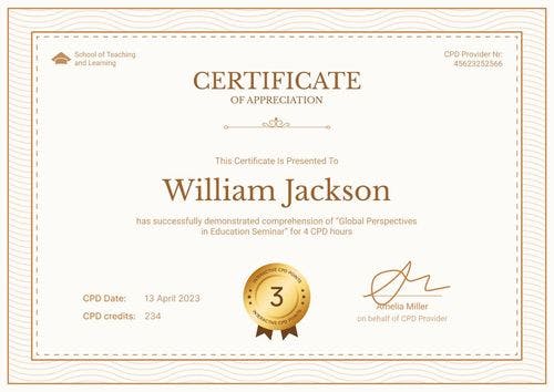 Classic and professional CPD certificate template landscape Classic and professional CPD certificate template landscape
