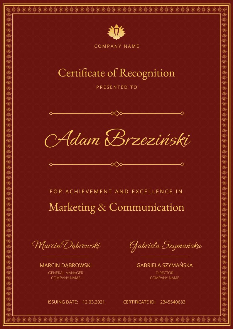 Certificate thumbnail