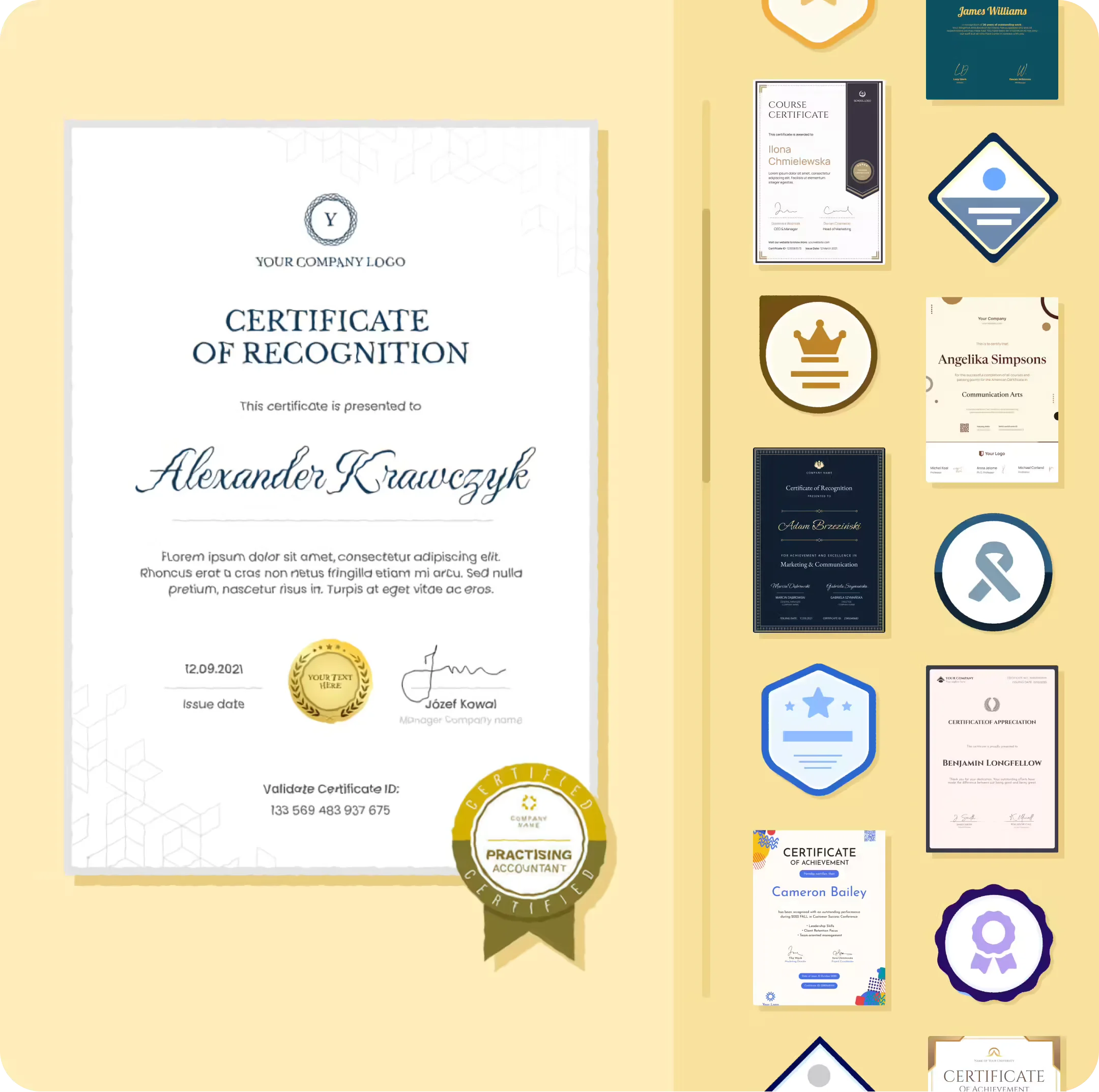 Choose from thousands of customizable certificate templates Choose from thousands of customizable certificate templates