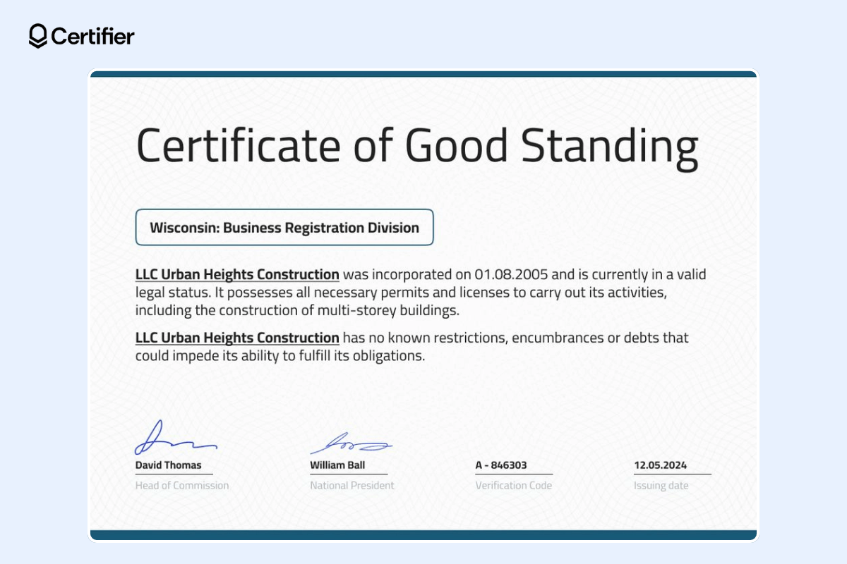 A minimalistic certificate of a good standing template with a solid gray background, a frame consisting of two thin horizontal lines, underlined and bolded text. A minimalistic certificate of a good standing template with a solid gray background, a frame consisting of two thin horizontal lines, underlined and bolded text.