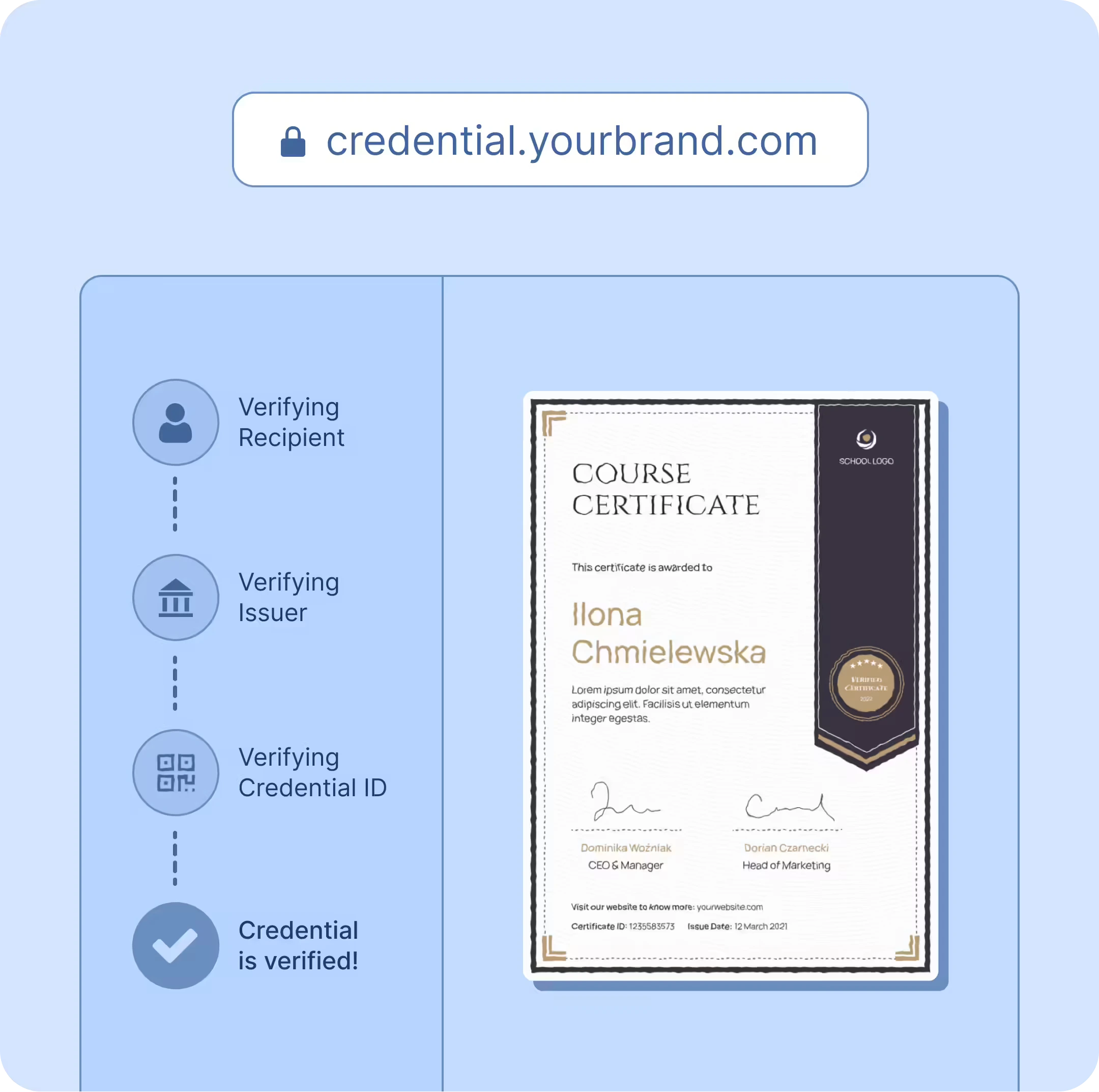 Securely store your certificates & badges in one place & prevent fraud Securely store your certificates & badges in one place & prevent fraud
