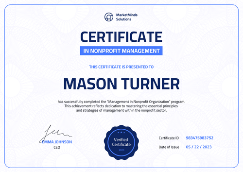 Modern and professional nonprofit management certificate template landscape Modern and professional nonprofit management certificate template landscape
