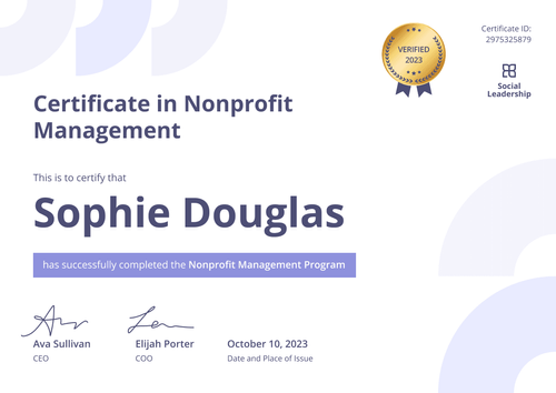 Subtle and professional nonprofit management certificate template landscape Subtle and professional nonprofit management certificate template landscape