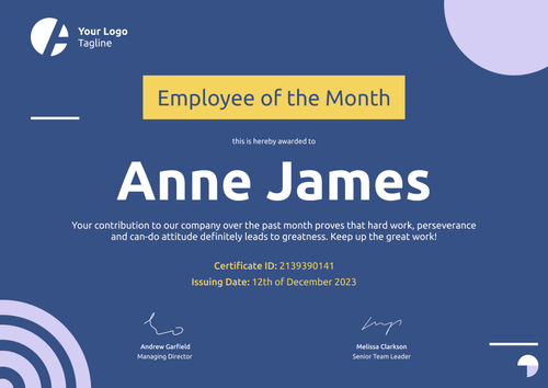 Modern and sleek employee of the month certificate template landscape Modern and sleek employee of the month certificate template landscape