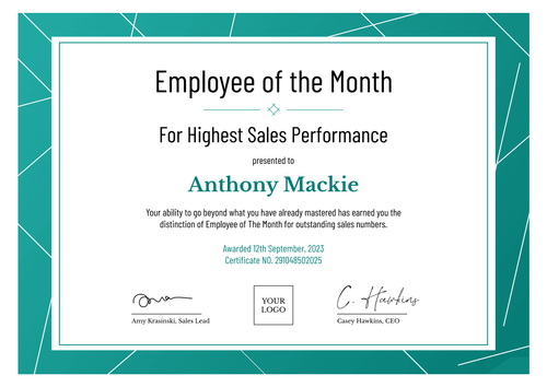 Professional and sophisticated employee of the month certificate template landscape Professional and sophisticated employee of the month certificate template landscape