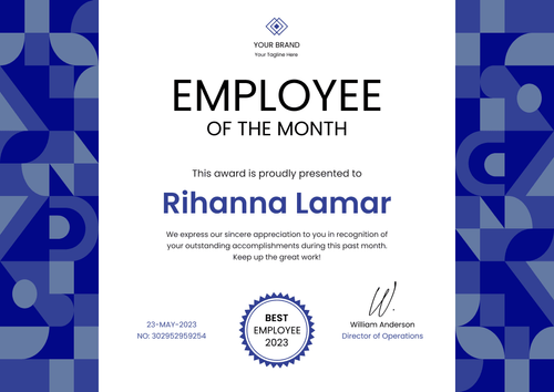 User-friendly and efficient employee of the month certificate template landscape User-friendly and efficient employee of the month certificate template landscape