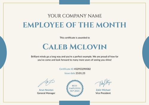 Minimalistic and simple employee of the month certificate template landscape Minimalistic and simple employee of the month certificate template landscape