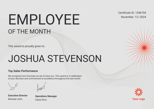 Professional and elegant employee of the month certificate template landscape Professional and elegant employee of the month certificate template landscape