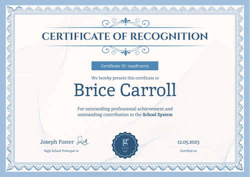 Formal and stately certificate of recognition template landscape Formal and stately certificate of recognition template landscape