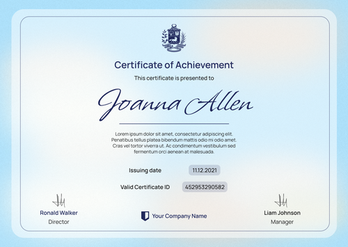 blue modern certificate of achievement landscape 12868 blue modern certificate of achievement landscape 12868