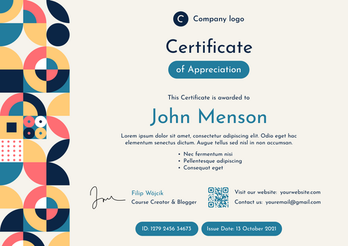 blue modern certificate of course landscape 12833 blue modern certificate of course landscape 12833