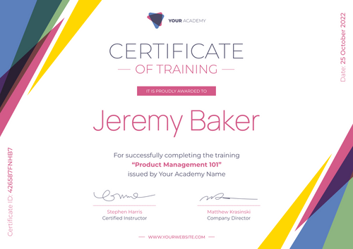 pink modern certificate of training landscape 12952 pink modern certificate of training landscape 12952