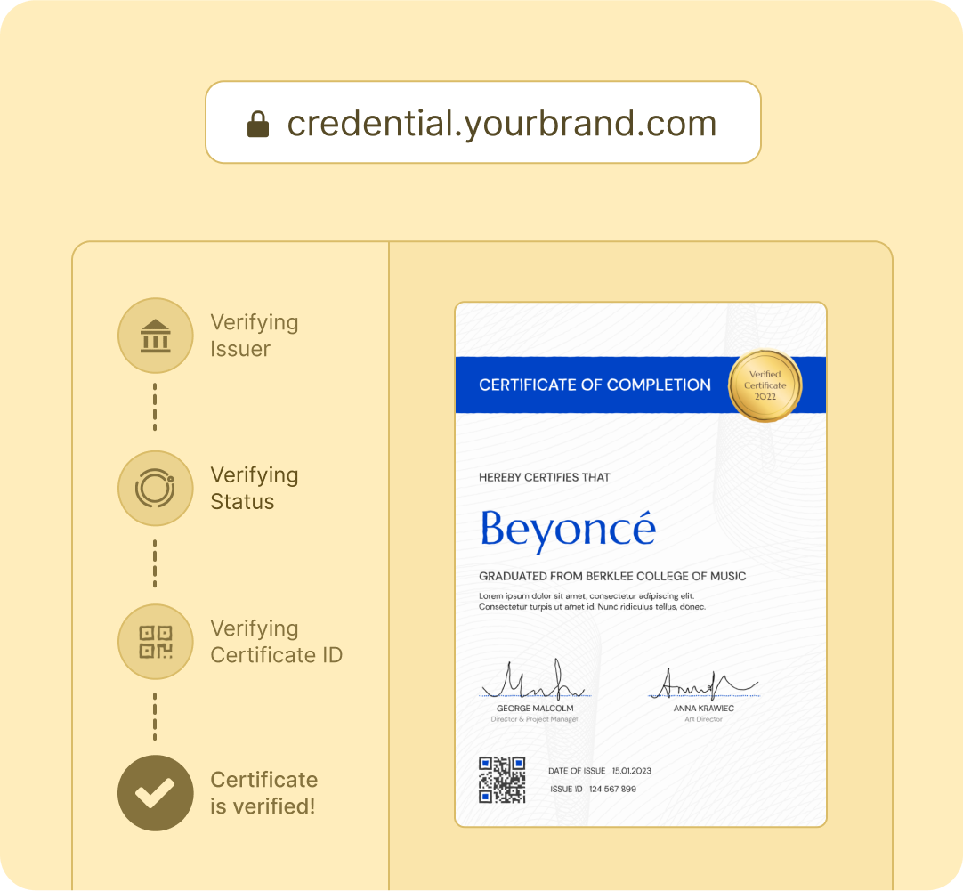 Issue credentials compliant with the industry specifics